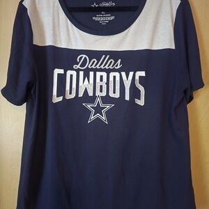 Dallas Cowboys Women's Navy, White and Silver Tee